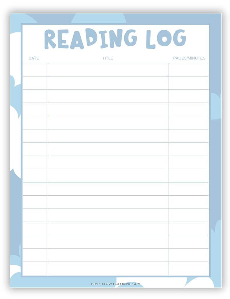18 reading log printables (free pdf printables) - simply love coloring